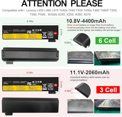 TREE.NB 48WH Battery 68+ for ThinkPad T440 T450 T460 T460P T470P T550 T560 X240 X250 X260 X270 L450 L460 L470 P50S W550s 0C52861 0C52862 Series 45N1125 45N1126 45N1127 - size: 8.14x2.44x0.82inch X240