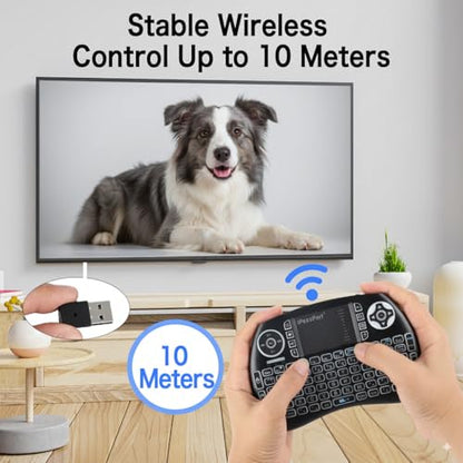 iPazzPort Mini Bluetooth & 2.4GHz Wireless Keyboard with Touchpad Mouse, 3-Color Backlit Portable, Rechargeable, for Smart TV/Fire TV/Android TV Box/PC/Mac/Raspberry Pi