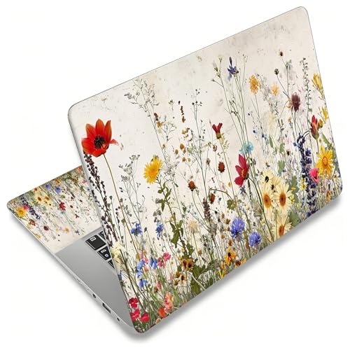 Laptop Skin Sticker for 12.1”-15.6“ Laptops (Fits 13”, 13.3”, 14”, 15”, 15.4”) | Protective Universal Reusable Vinyl Art Decal Cover | Waterproof & Scratch-Resistant-Wildflowers - color: Wildflowers