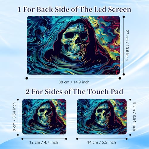 Universal Laptop Protective Skin,Trim-to-Fit Vinyl Sticker for 13–16 Inch Laptop,MacBook,Tablet & Notebook,Scratch-Proof Waterproof Cover,Colorful Hooded Skull - color: Colorful Hooded Skull