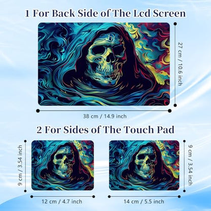 Universal Laptop Protective Skin,Trim-to-Fit Vinyl Sticker for 13–16 Inch Laptop,MacBook,Tablet & Notebook,Scratch-Proof Waterproof Cover,Colorful Hooded Skull - color: Colorful Hooded Skull