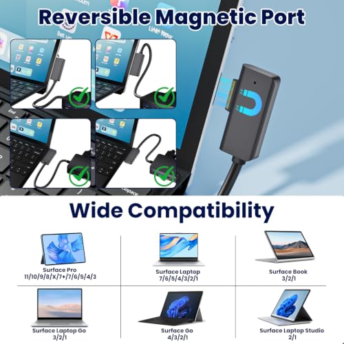 Surface Pro Docking Station - 2026 New HDMI+HDMI+VGA Triple/Dual Monitor Docking Station for Surface Pro 11/10/9/8/X/7/6/5/4/3, Surface Laptop 7/6/5/4/3/2/1, Surface Laptop Go, Surface Go 4/3/2/1