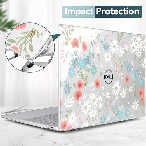 Batianda Daisy Meadow Case for Dell XPS 13 Laptop 2024 2025 | Fits Model 9340/9345/9350 13.4" Display, Lightweight Slim Hard Shell Protection for Girls, Students and Soft Style Users - color: Cute Daisy