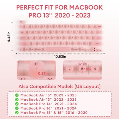 Allinside Keyboard Cover for Long Nails, Compatible with MacBook Neo A18 Pro & MacBook Pro 13/14/16 (2021–2024) & MacBook Air 13/15 (2020–2024), Raised Heart-Shaped Silicone Skin, Pink - color: Pink