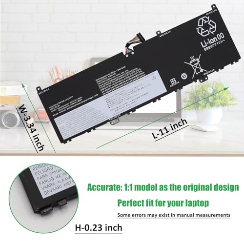 L21M4PC7 L21C4PC4 Laptop Battery Replacement for Lenovo Slim 7 ProX-14IAH7 ProX-14ARH7 / Yoga Slim 7 ProX-14IAH7 ProX-14ARH7 Series L21M4PE0 L21C4PE0 L21D4PC4 L21D4PE0 15.52V 70Wh 4511mAh - size: 11.0*3.34*0.23inch L21M4PC7