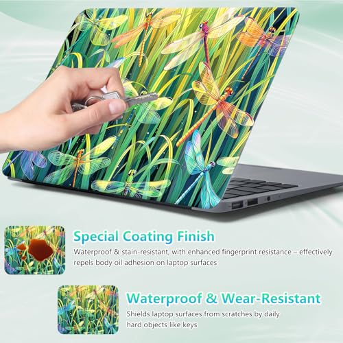 Laptop Skin Sticker Decal 12"-15.6" Universal Laptop/Notebook/Netbook Vinyl - Waterproof Scratch Resistant,Fits HP Dell Lenovo MacBook,2 Free Wrist Pads,Easy Apply & Remove,Dragonfly Thicket - color: Dragonfly Thicket