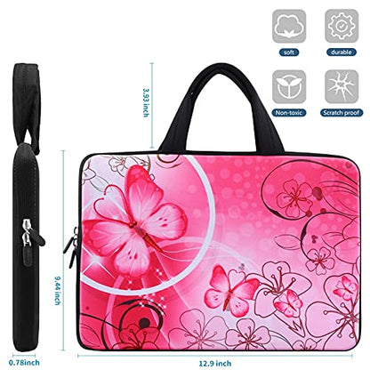 icolor 11 11.6 12 12.1 12.5 inch Laptop Carrying Bag Chromebook Case Notebook Ultrabook Bag Tablet Travel Cover Neoprene Sleeve for Apple Macbook Air Samsung Google Acer HP DELL Lenovo Asus Pink - color: Pink Flowers