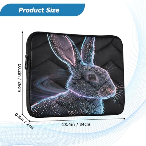 Neon Rabbit Black Padded Laptop Sleeve Case 13 Inch Soft Quilted Laptop Bag Waterproof Computer Sleeves - color: Neon Rabbit Black, size: Medium