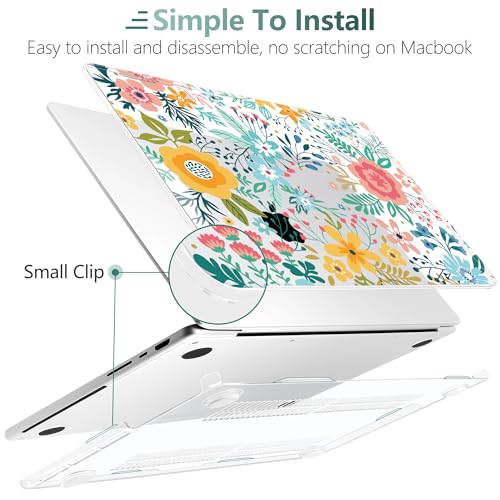 TWOLSKOO Compatible with MacBook Pro 14 inch Case 2023 2022 2021 Release M2 A2779 M1 A2442 Pro/Max Chip with Touch ID, Plastic Hard Shell Case & Keyboard Cover & Screen Protector, Abstract Flower - color: Abstract Flower