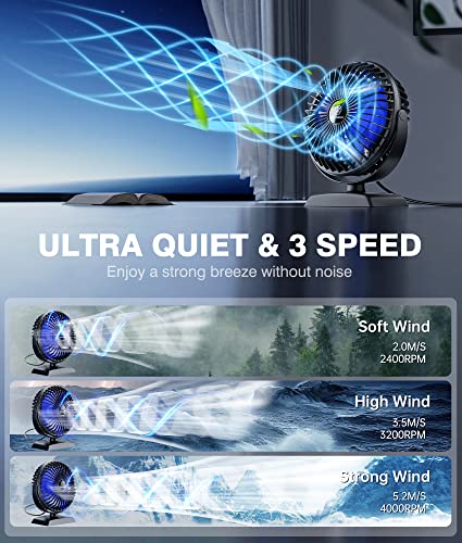 JZCreater USB Desk Fan, 2Pack USB Fan, 360 Rotation Desktop Fan with 3 Speed, Table Personal Cooling Fan, Quiet Mini Desk Fan, USB Powered, Small Fan for Home Office Bedroom Car Travel, Pink - color: 282-2PACK Black