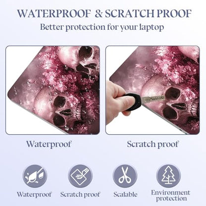Universal Laptop Skin Sticker Decal,15.6 Inch Laptop Vinyl Cover for 13" 14" 15.6" Laptop,Scratch-Resistant Waterproof Protector Wrap,Reusable with Wrist Pads,Pink Skull Blossom - color: Pink Skull Blossom
