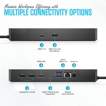 WD19S Dell USB-C Docking Station, Dual Monitor, 130W Supply, HDMI | Features mini-DisplayPort, 2x USB-C & 3x USB-A 3.0 for full expansion