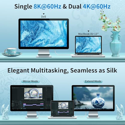 ZeroneTeck 40Gbps USB C Monitor Cable 5FT, USB4 for Thunderbolt 4/3, 8K/Dual 4K@60Hz Display, USBC Video and Data Cable, 2X Faster than USB C 3.2 Gen 2x2, 240W Charging for iPhone 17, Monitor, Carplay - size: 5FT