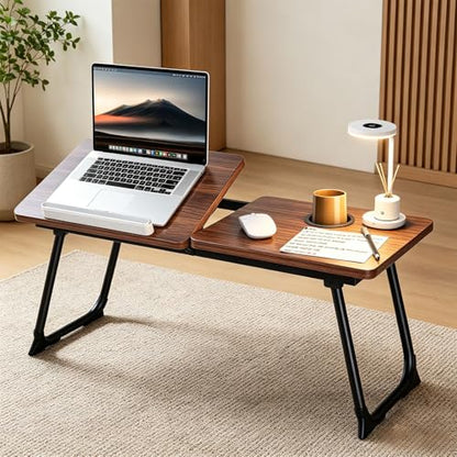 28.7" Extra Wide Lap Desk & Bed Desk - Foldable Laptop Bed Tray Table for Adults, Large Bed Trays for Eating and Laptops, Portable Floor Desk with Cup & Phone Holder for Couch, Working, Craftin