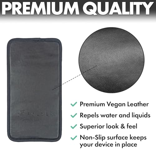 Airplane Phone Holder - Foldable Phone Stand for Plane Travel | Vegan Leather, Tabletop Mount Desk, Plane Tray Seat back, Treadmill, Fits iPhone Cell Phone, 9 x 4.3 in - color: Vegan Leather, size: Large