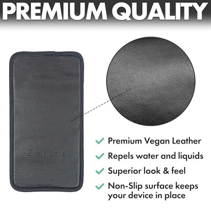 Airplane Phone Holder - Foldable Phone Stand for Plane Travel | Vegan Leather, Tabletop Mount Desk, Plane Tray Seat back, Treadmill, Fits iPhone Cell Phone, 9 x 4.3 in - color: Vegan Leather, size: Large