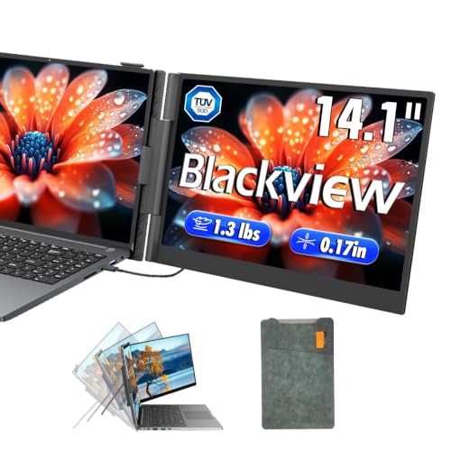 Blackview Laptop Screen Extender 14" FHD IPS, 1.3lbs 0.17" Ultra-Slim | 4.5mm ultra-slim, 14" 1080 FHD IPS, 180° rotate, dual-screen, plug & play, USB-C/HDMI, works with Mac/Windows/Android/Switch - color: SCM6