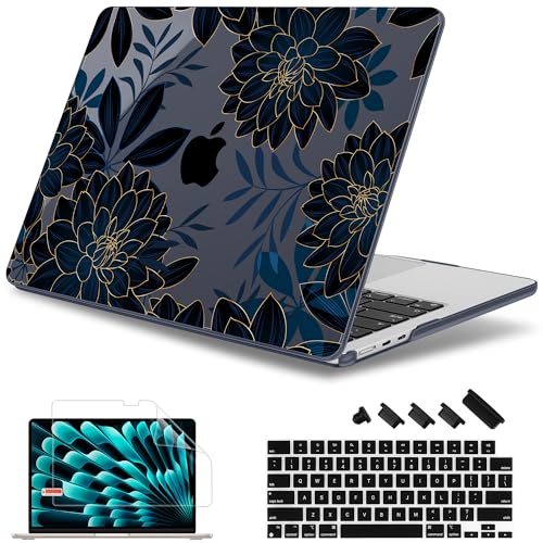 May Chen for MacBook Air 15 inch Case M5 M4 M3 M2 2026 2024-2023, Model A3448 A3241 A3114 A2941, Closes Seamlessly Hard Shell Laptop Cover with Keyboard Cover, Luxury Dahlia - color: Luxury dahlia