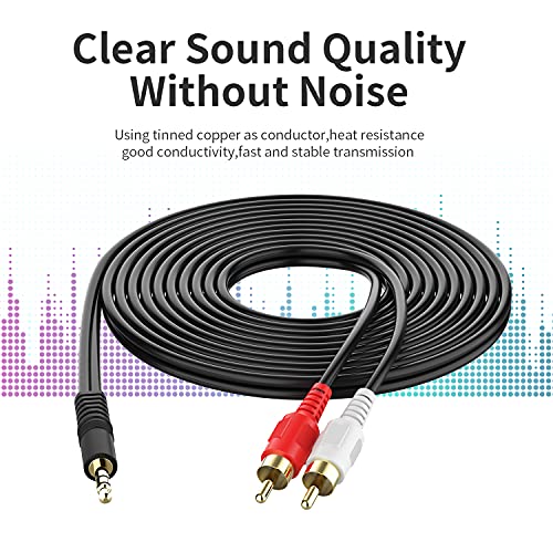 3.5mm to 2 Male RCA Cable 75FT, Stereo Audio Adapter Braided Hi-Fi Sound Auxiliary Y Splitter, Metal Shell Shielded Aux RCA Y Cord Compatible with Smartphone MP3 Tablet Speaker - size: 75FT