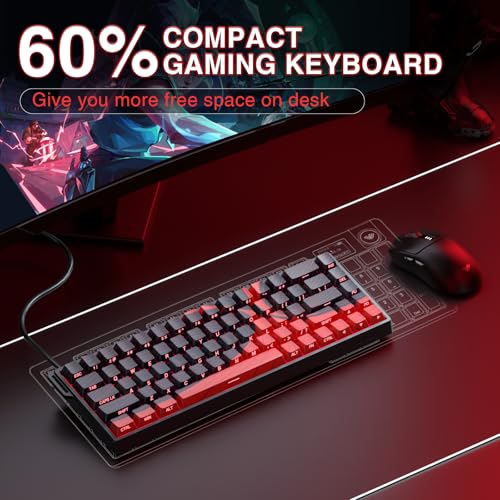 AULA WIN68 HE MAX - Hall Effect Gaming Keyboard with Magnetic Switch, Adjustable Actuation Fast Trigger Mode, 8KHz Polling Rate, RGB Backlit Wired Mechanical Gaming Keyboard 60 Percent Compact Design - color: Black&Red-Max Version
