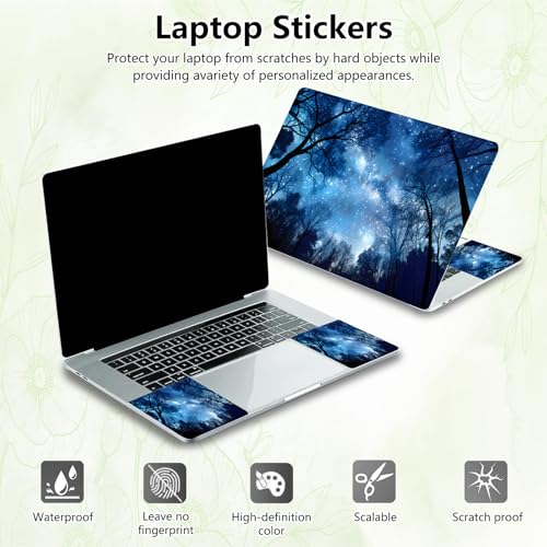 Laptop Skin Sticker Decal, Universal Reusable Vinyl Laptop Cover for 12" 13" 13.3" 14" 15" 15.4" 15.6" Notebook PC, Reusable Waterproof Scratch-Resistant with 2 Wrist Pads,Art Galaxy Forest - color: Art Galaxy Forest