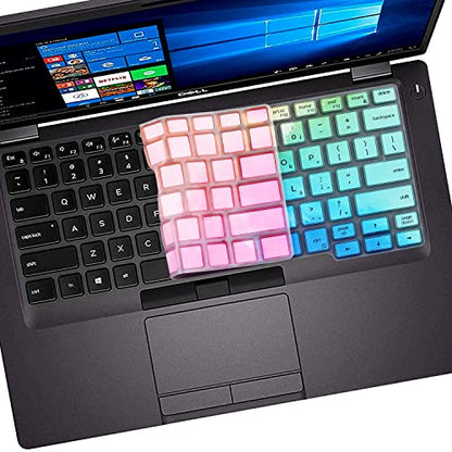 Keyboard Cover for Dell Latitude 5400 5401 5411 7400 14 Inch with Pointing Laptop, Dell Latitude 14 US Layout Keyboard Protective Cover Skin-Colorful - color: Colorful