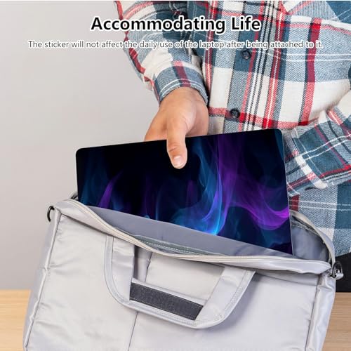 Universal Laptop Skin Sticker with 2 Wrist Pad Skins, Waterproof Scratch Resistant Vinyl Laptop Cover Decal, Cut to Fit for 11–15.6 Inch MacBook HP Dell Lenovo, Abstract Purple Blue Wave - color: Abstract Purple Blue Wave