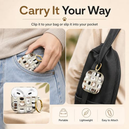 Compatible with AirPod 4 Case 2024, Cute Hard Plastic Protective Cover for Airpod 4th Generation Women, Shockproof Shell Skin with Gold Ring Keychain,Coffee Cup - color: Coffee Cup