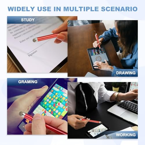 PATIKIL 2 Pcs Screen Capacitive Pen with Spring Rope Fixing Base High Sensitivity for Mobile Phone Car Navigation GPS POS Tablet Laptop, Black - color: Black