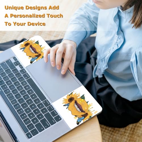 Universal Laptop Skin Sticker with 2 Wrist Pad Decals, 3-Piece Removable Vinyl Laptop Cover, Yellow Lip Sunflower Waterproof Anti-Scratch, Easy-Trim Fit for 13.3" 14" 15.6" Laptops - color: Yellow Lip Sunflower