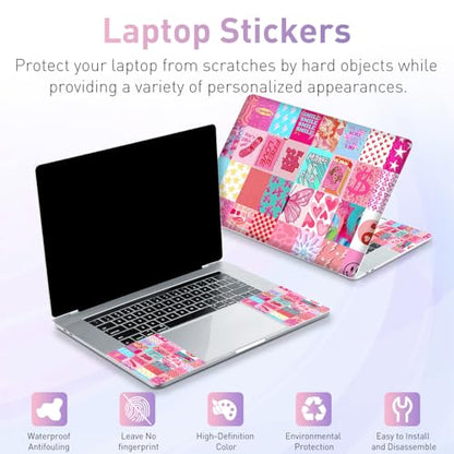 12.1-15.6 Inch Laptop Skin Decal, Universal Reusable Vinyl Laptop Cover Sticker, Waterproof Art Decal Protector - Pink Fashion Girl - color: Pink Fashion Girl