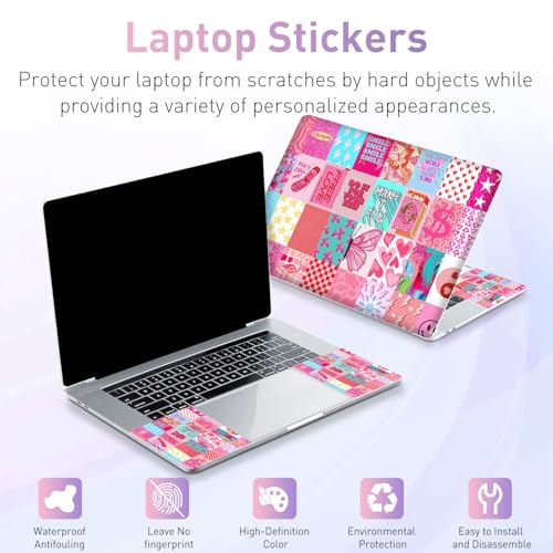 12.1-15.6 Inch Laptop Skin Decal, Universal Reusable Vinyl Laptop Cover Sticker, Waterproof Art Decal Protector - Pink Fashion Girl - color: Pink Fashion Girl