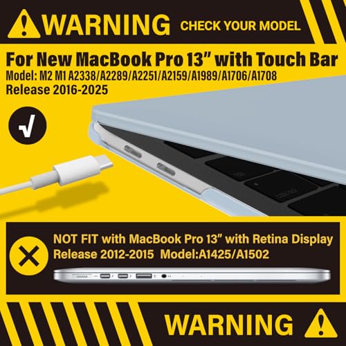 IBENZER Compatible with MacBook Pro 13 Inch Case M2 M1 2026 2025 2024 2023 2022 A2338 A2289 A2251 A2159 A1989 A1706 A1708, Hard Shell Case & Keyboard Cover for Mac Pro 13, Sierra Blue,T13SIBL+1 - color: Sierra Blue