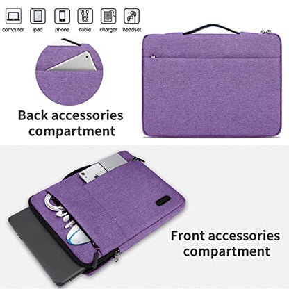 Laptop Sleeve Case 13.3-14 Inch Waterproof Durable 360 Protective Carrying Case Portable Handle Business Briefcase Compatible with MacBook Air/Pro HP ThinkPad Notebook Purple
