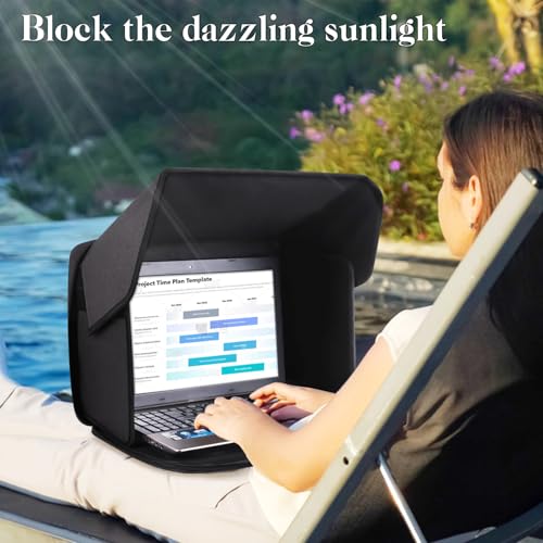 Portable Laptop Sun Shade Foldable Laptop Privacy Shield Blocks Sunlight Working Outside,Computer Anti Glare Shield Privacy Hood Case Fits for 15-16 inch(Patent Pending) - size: 15-16 inch