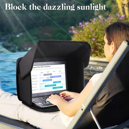 Portable Laptop Sun Shade Foldable Laptop Privacy Shield Blocks Sunlight Working Outside,Computer Anti Glare Shield Privacy Hood Case Fits for 15-16 inch(Patent Pending) - size: 15-16 inch