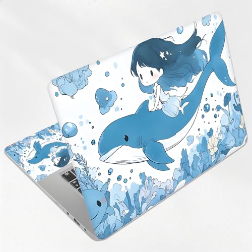 Dreamy Whale Flight Universal Laptop Skin Sticker 3PCS, Protective Decal Trim-to-Fit 11.6" 13.3" 14" 15.6" Laptop Vinyl Cover, Removable Anti-Scratch Computer Decal Protector - color: Dreamy Whale Flight