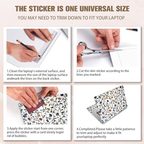 PLIGREAT 15 Inch Laptop Skin Sticker Decal, Vines Flower Laptop Sticker Decals Fits 12" to 15" Laptops Cutable Universal Waterproof Removable Notebook Art Protector, White Green - color: White Green