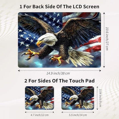 15.6 Inch Laptop Skin Sticker, Reusable Vinyl Cover Protector with 2 Wrist Pad Skins, Removable Waterproof Scratch-Resistant for 12-15.6 Inch Laptop Notebook,Eagle American Flag - color: Eagle American Flag