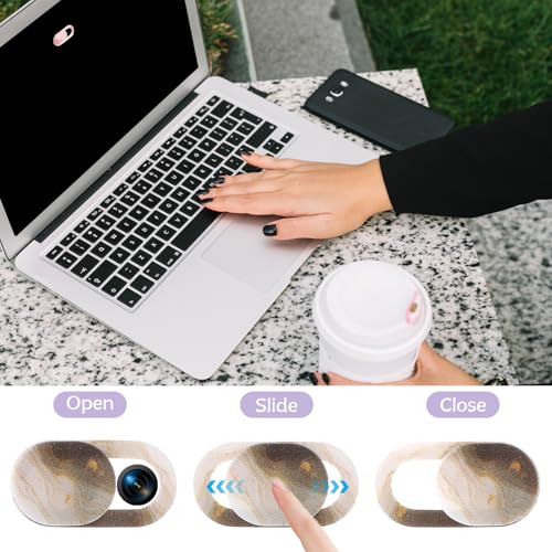 8PCS Laptop Camera Cover Slide, Marble Webcam Cover Slide Phone Camera Cover, Ultra-Thin Computer Camera Cover Slide Blocker Slider Privacy Cover for Laptop Desktop PC Tablet(Marble)