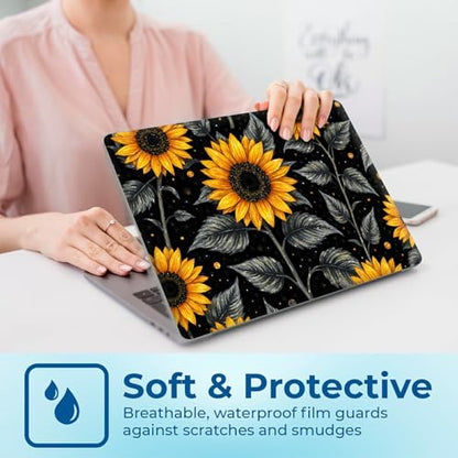 Reusable Universal Laptop Skin Sticker, Cut to Fit for 11.6–15.6 Inch Laptops, Waterproof Protective Film, No-Residue - Golden Sunflowers - color: Golden Sunflowers