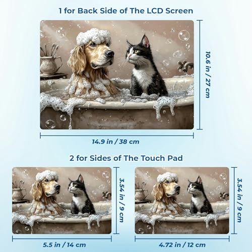 Reusable Universal Laptop Skin Sticker, Cut to Fit for 11.6–15.6 Inch Laptops, Waterproof Protective Film, No-Residue - Bathtub Cat and Dog - color: Bathtub Cat and Dog