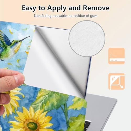 Laptop Skin Sticker Decal 15.6 Inch,12 13 13.3 14 15 15.6 in Laptop Netbook Skins for Notebook,Art Decal Removable Waterproof Scratch Resistant,Universal Vinyl Cover,Bird Sunflower Watercolor - color: Bird Sunflower Watercolor