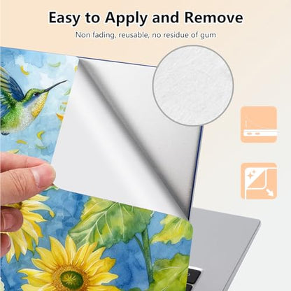 Laptop Skin Sticker Decal 15.6 Inch,12 13 13.3 14 15 15.6 in Laptop Netbook Skins for Notebook,Art Decal Removable Waterproof Scratch Resistant,Universal Vinyl Cover,Bird Sunflower Watercolor - color: Bird Sunflower Watercolor