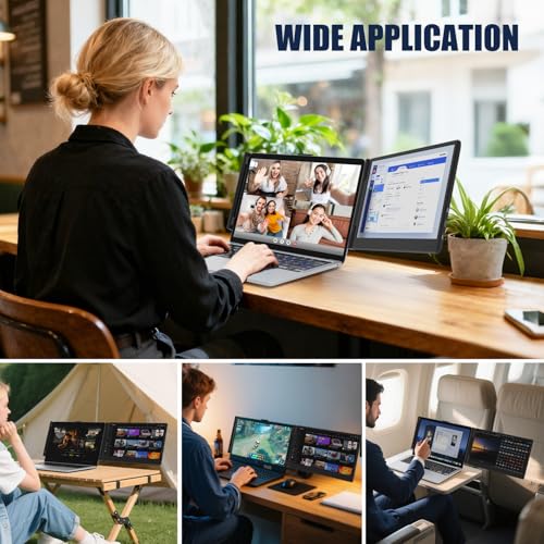 KEFEYA Laptop Screen Extender, 14" 1080P FHD IPS Laptop Monitor Extender for Home Office, Dual Travel Monitor for Laptops 13-17.3", USB-C HDMI Plug-Play for macOS Windows PS Switch Xbox Phone Pad - size: 14" Dual Monitor
