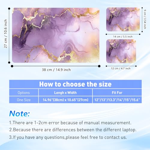 Universal Laptop Skin Sticker Decal with 2 Wrist Pad Skins, Waterproof Scratch Vinyl Cover for 11–15.6 Inch MacBook, HP, Dell, Lenovo, Cutable & Reusable,Luxury Marble Fluid Print - color: Luxury Marble Fluid Print