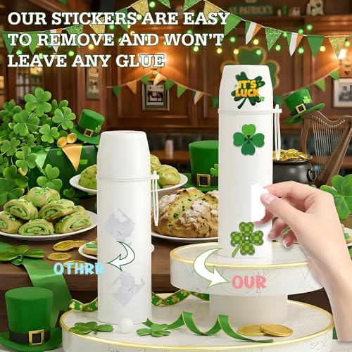 Xzentira 100 PCS St Patricks Day Stickers Vinyl Waterproof Shamrock Stickers Irish Sticker for St Patricks Decorations Party Supplies Water Bottle Laptop Crafts Windows - style: Shamrock
