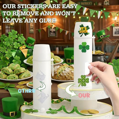 Xzentira 100 PCS St Patricks Day Stickers Vinyl Waterproof Shamrock Stickers Irish Sticker for St Patricks Decorations Party Supplies Water Bottle Laptop Crafts Windows - style: Shamrock