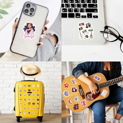 50Pcs Aesthetic Downtown Girls Stickers Pack with Y2K Retro & Funny Designs, Waterproof Vinyl Decals for Water Bottles, Laptops, Skateboards & Party Decor (Teens Adults Women) - style: J-01