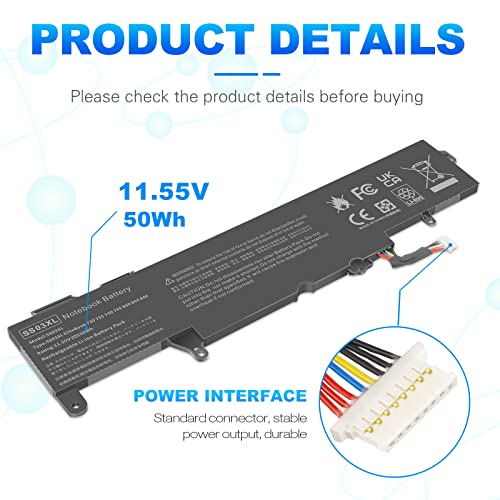 Futurebatt SS03XL Battery 933321-855 for Hp EliteBook 840 g6,EliteBook 730 735 740 745 830 836 840 846 G5 ZBook 14U G5 G6 Series SS03050XL-PL 932823-171 HSN-113C-4 932823-421 HSN-112C HSTNN-IB8C - size: SS03XL